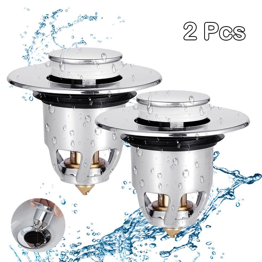 2PCS Bathtub Drain Stopper Bathroom Bath Tub Sink Waste Pop-Up Plug Replacements