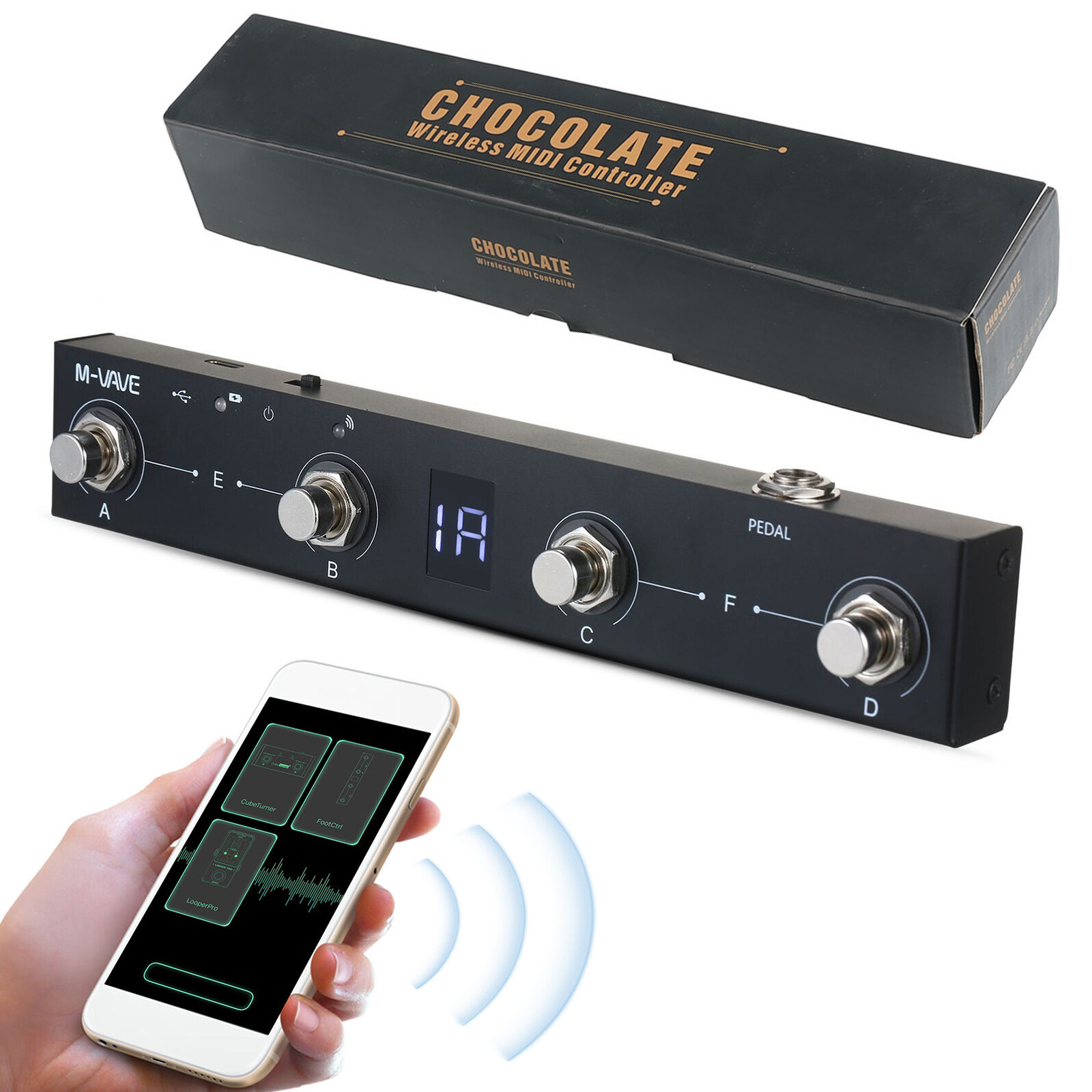 M-VAVE Wireless Bluetooth MIDI Foot Controller 4 Button Switch Rechargeable