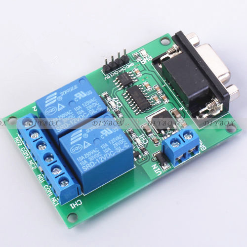 DC 5V 12V 2 Channel Serial Port RS232 Relay Module DB9 Interface PC Relay