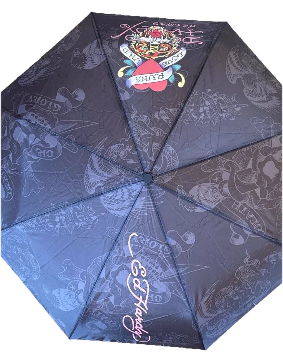 Ed Hardy Multicolor Love Runs Wild Umbrella Auto Open + Close