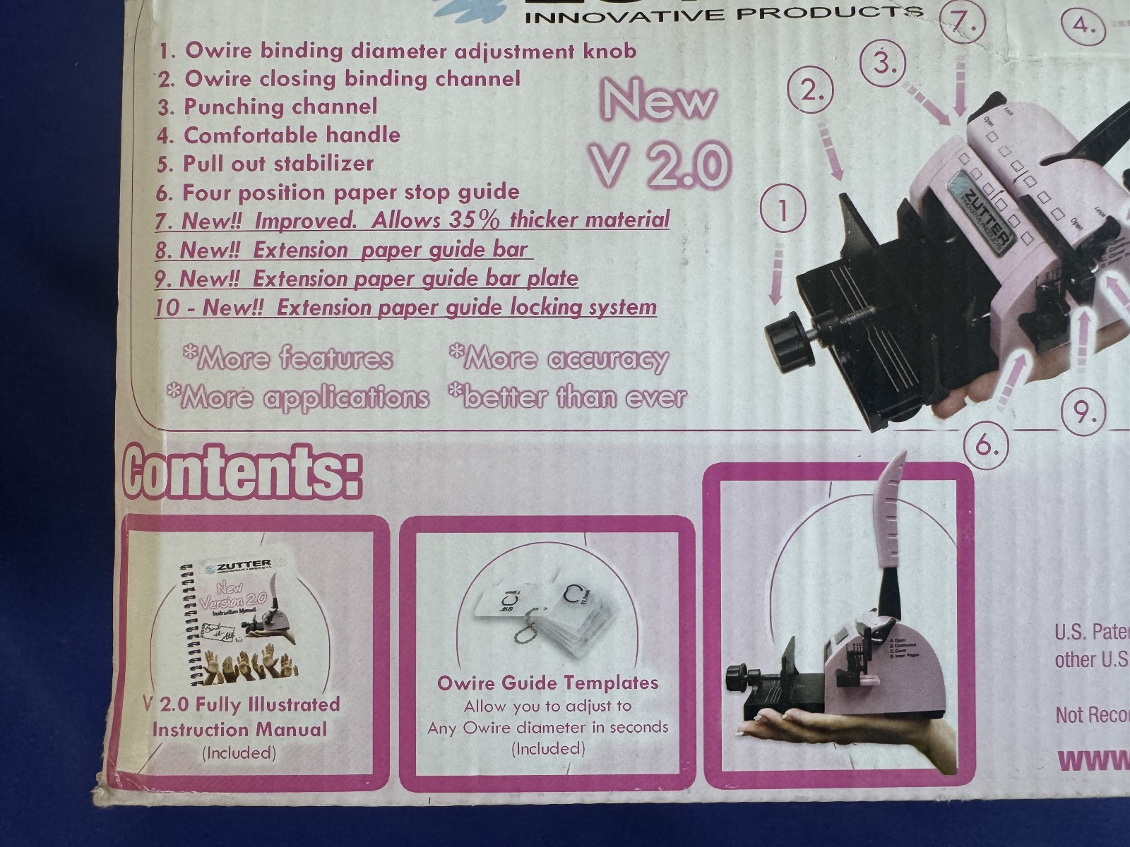 ZUTTER Bind All v2.0 Pink Scrapbooking Project Cover Spiral Binding Machine New