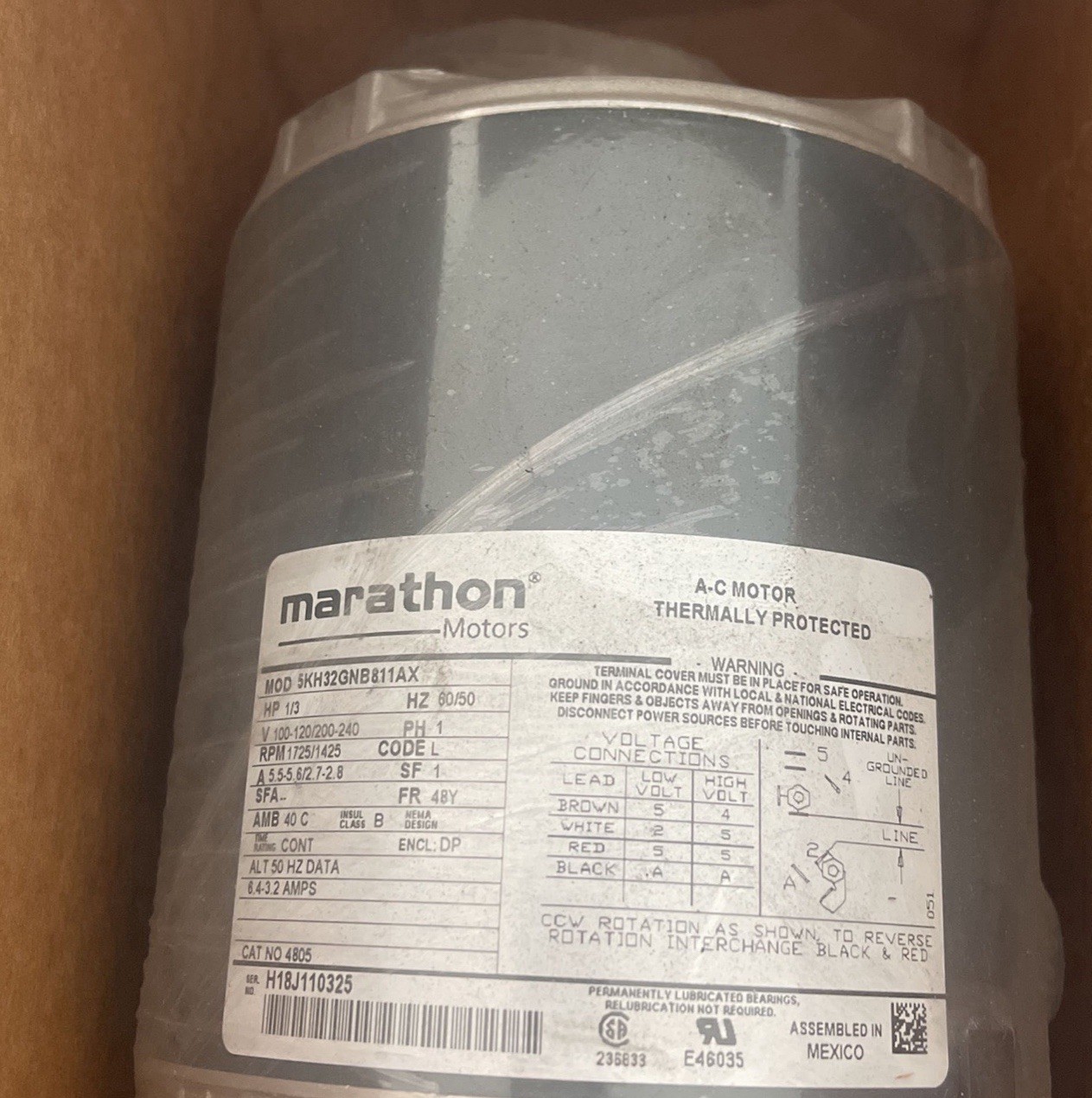 H683 Marathon 1/3Hp,120-240V,1725Rpm,48Y OEM H683