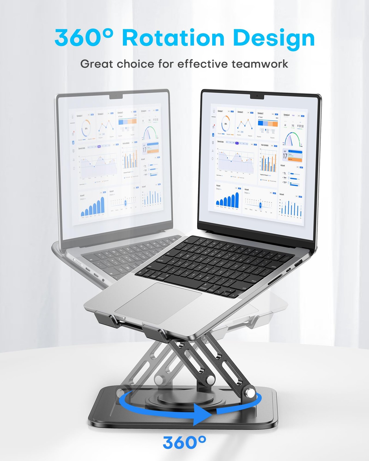 360 Rotating Laptop Stand Foldable Ergonomic Riser Metal