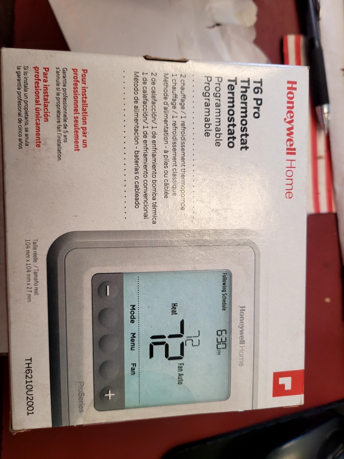 New Honeywell TH6210U2001 T6 Pro Programmable Thermostat  ( G1-5B)