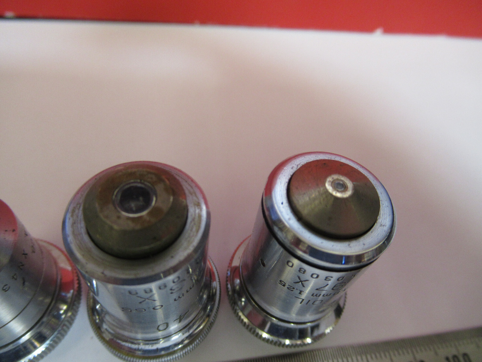 LOT 3ea OBJECTIVE BAUSCH LOMB VINTAGE MICROSCOPE PART AS PICTURED S3-B-22