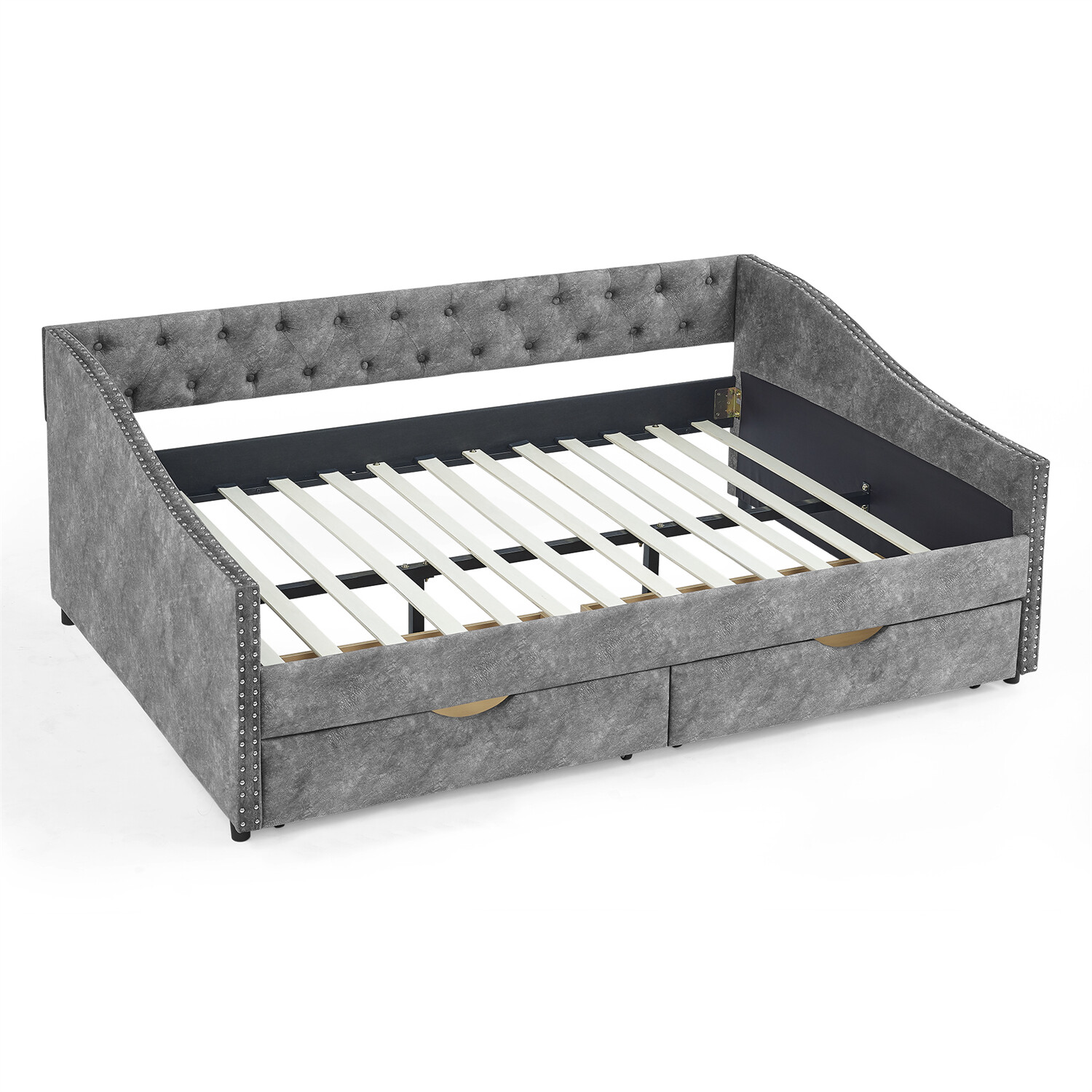 Full Size Daybed Upholstered Bed Frame Sofa Bed w/ 2 Storage Drawers US