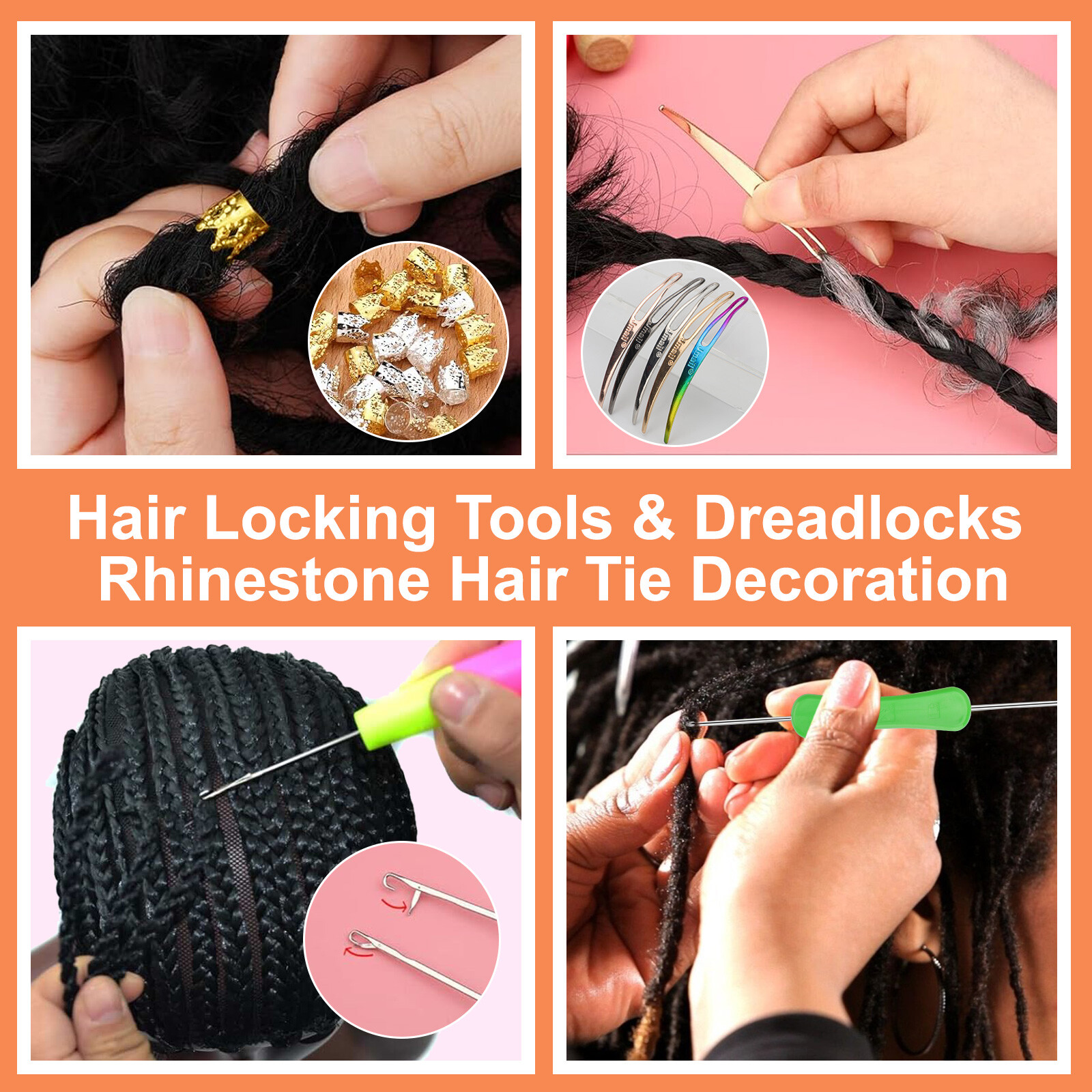 48 Pcs Dreadlock Crochet Hook Tool Set for Hair Braiding Different Size