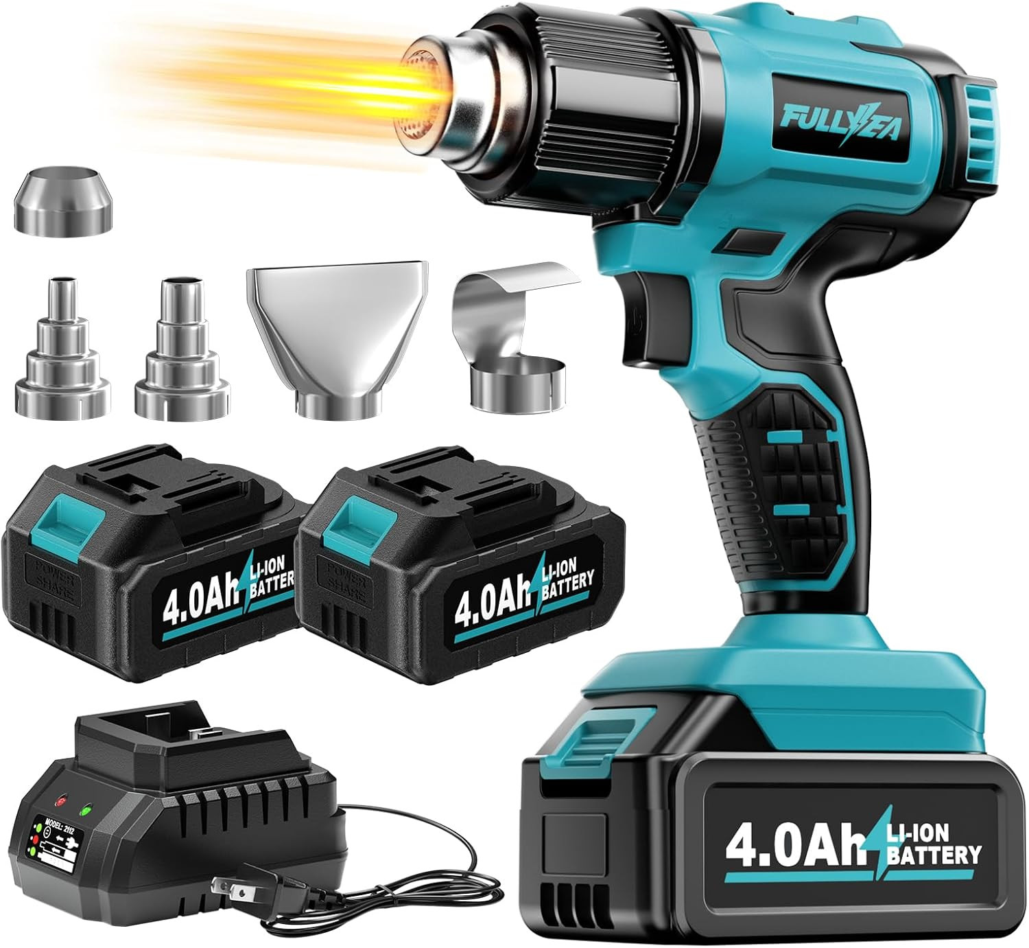 Heat Gun Cordless, Portable Hot Air Gun Kit with 5 Nozzles, Max 550℃/1022℉, Sold