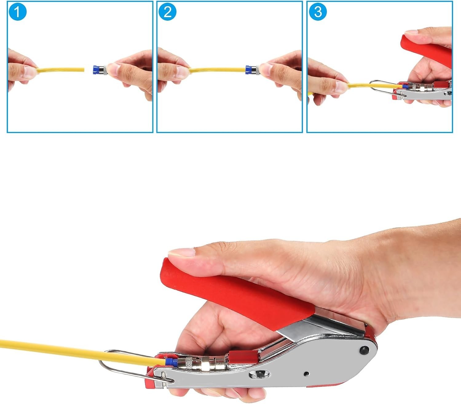 Coaxial Compression Tool Kit Coax Cable Crimper Wire Stripper with F RG6 RG59 Co