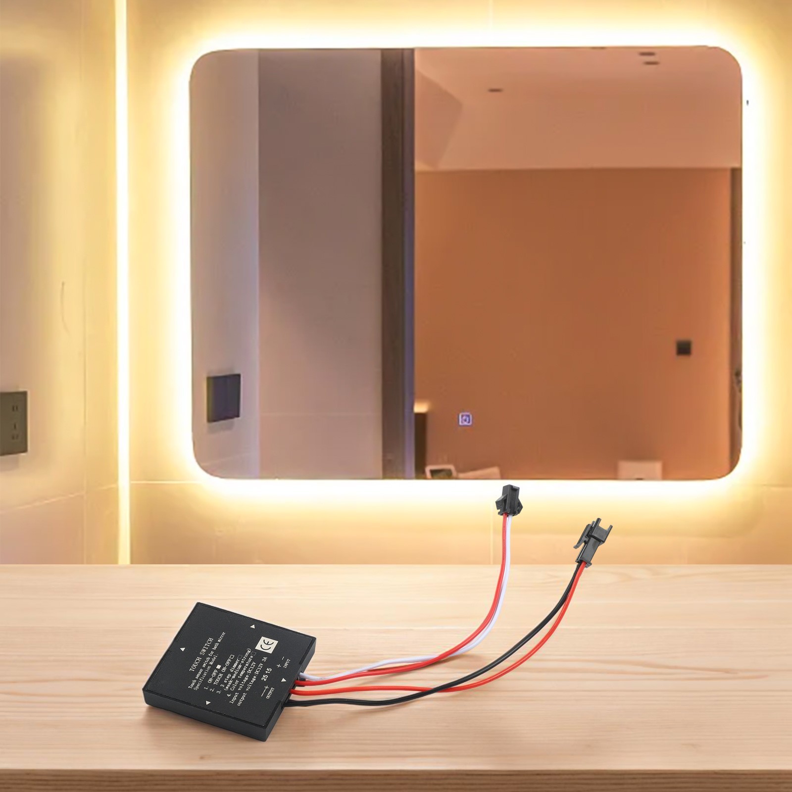 Black-Smart Mirror Touch Sensor Switch Suitable For  LED Light Smart Home Switch