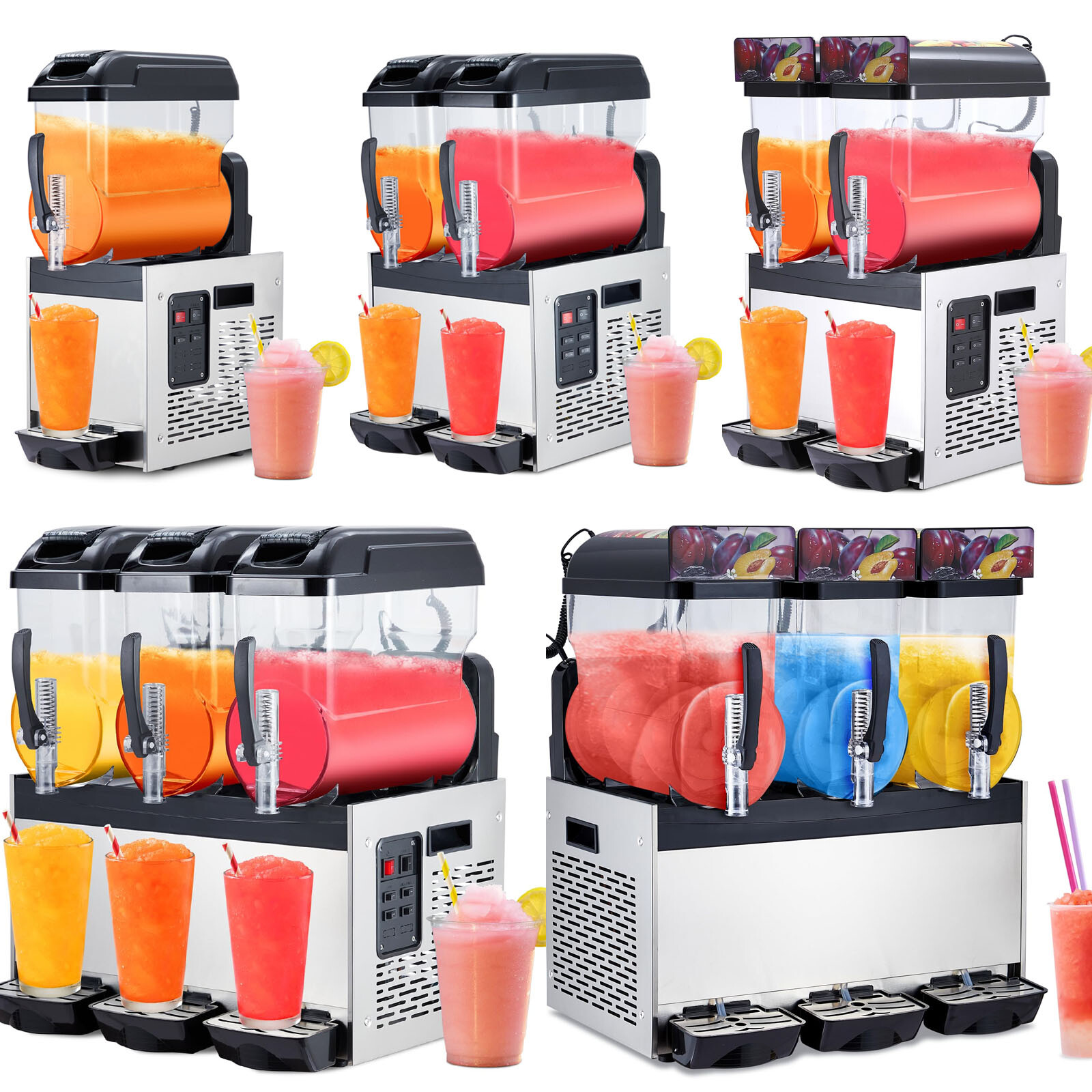Commercial Slushy Machine,12/15L Frozen Drink Machine W/Temperature Preservation
