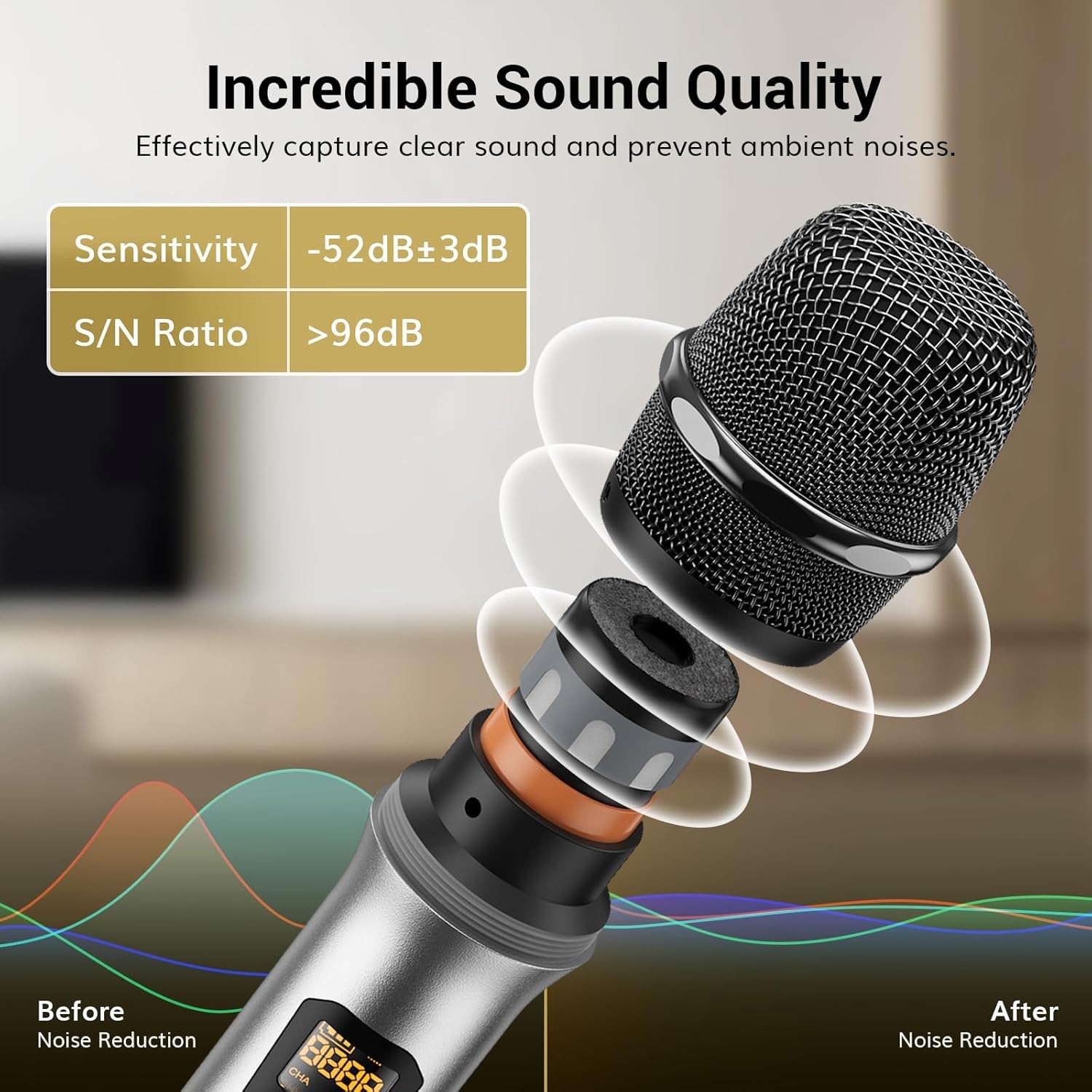 Portable Wireless Handheld Microphone Receiver Mic Set For Karaoke Speech 2Pack