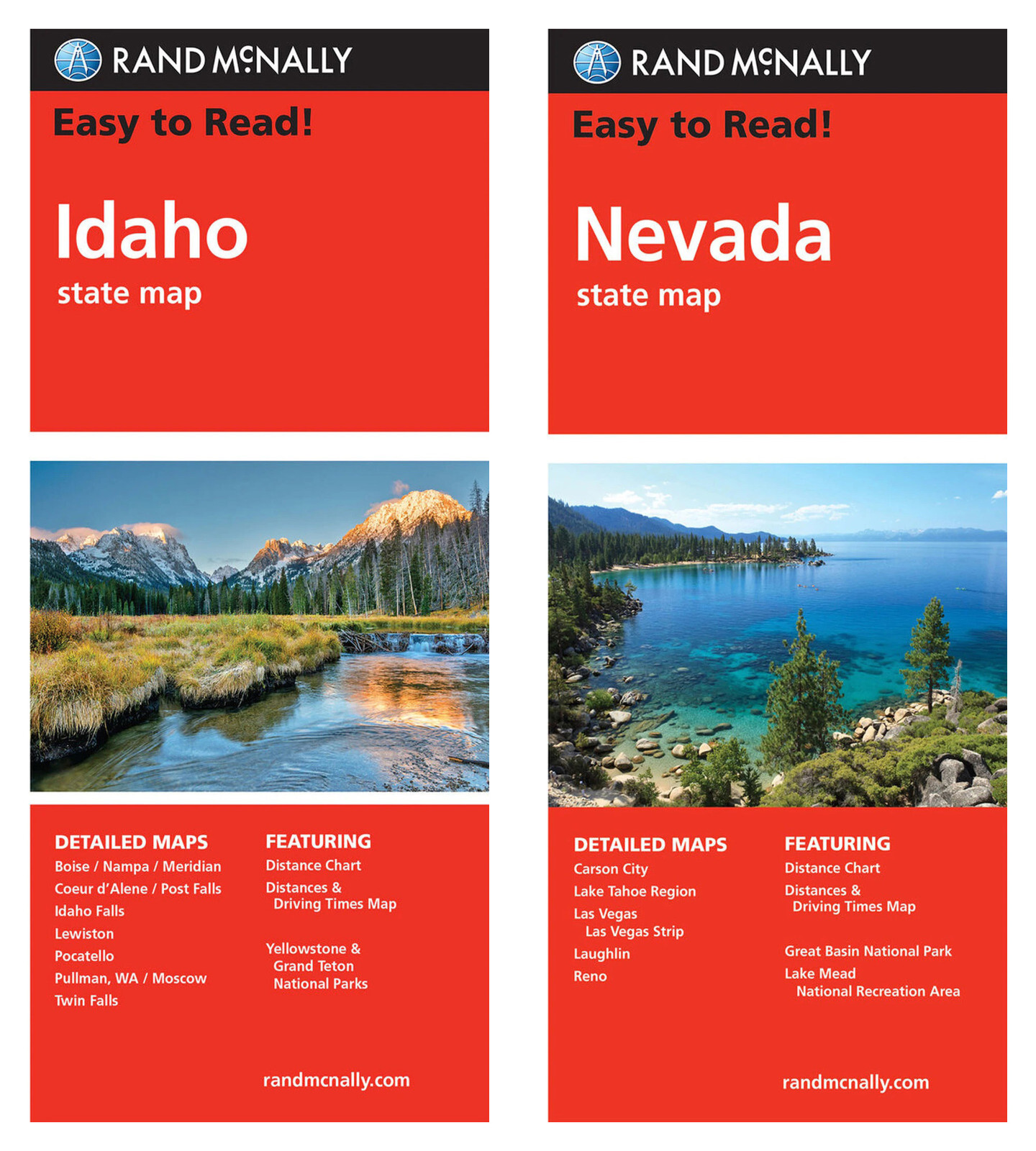 Rand McNally State Maps: Idaho and Nevada (2 Maps)