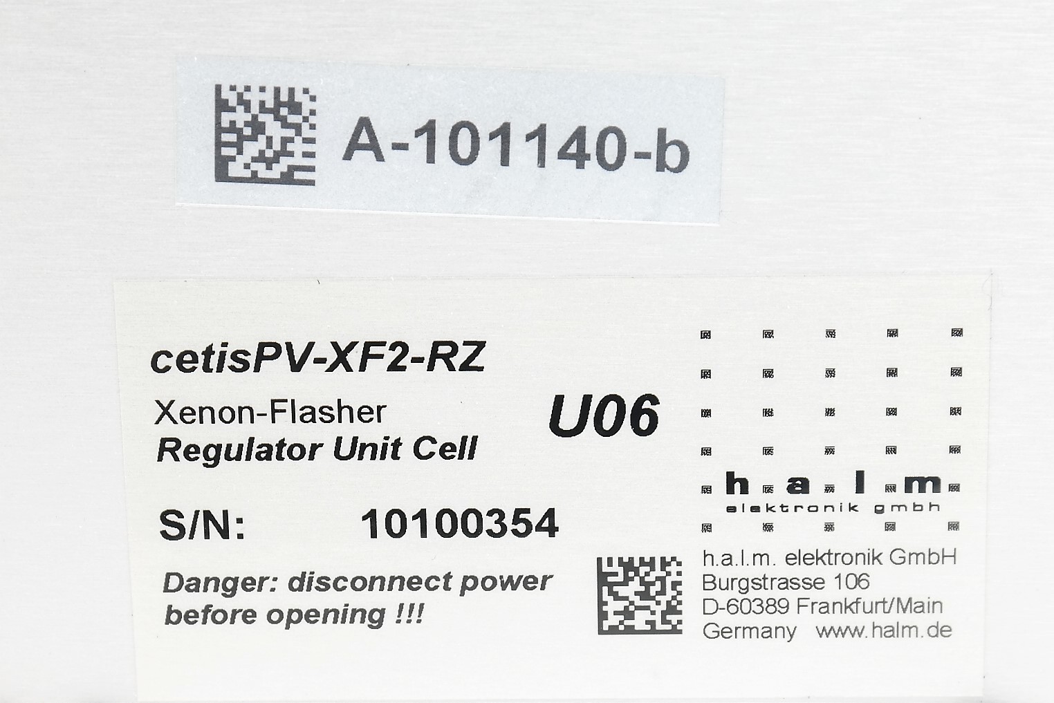 H.A.L.M. Cetispv-Xf2-R Xenon Flasher, Regulator Unit Cell Halm Solar Simulator