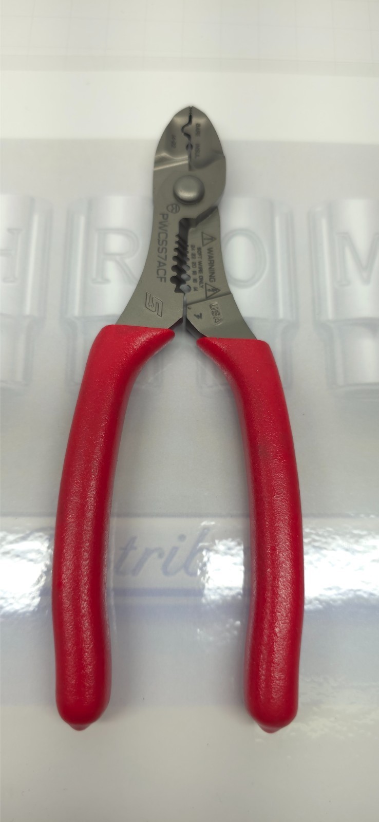 Snap-on Tools USA NEW Red Soft Grip 7" Wire Stripper Cutter Crimper PWCS7ACF