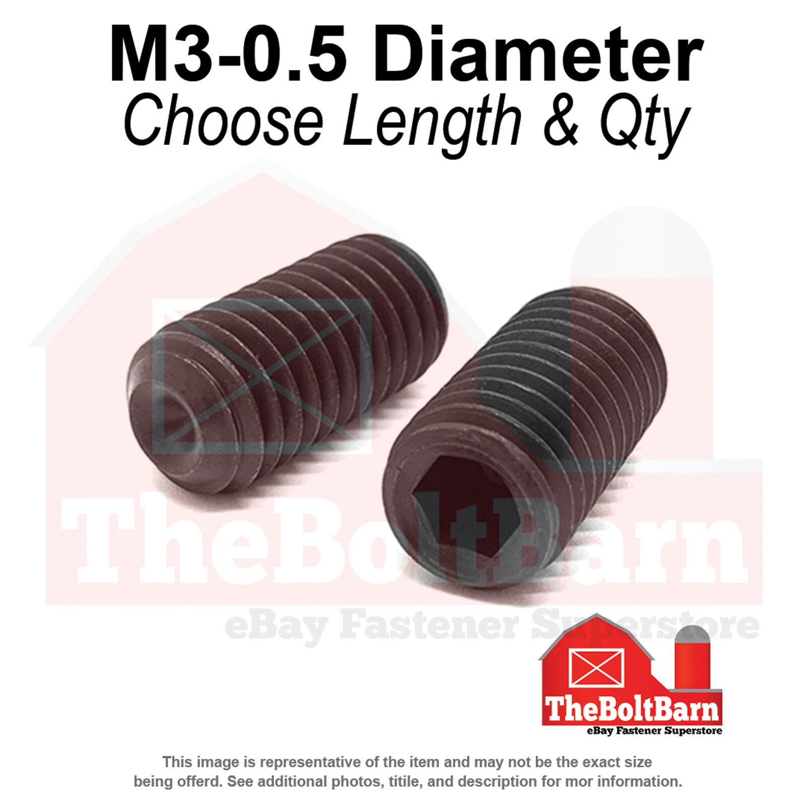 M3-0.5 Class 45H Cup Point Socket Set Screws Black Oxide (Pick Length & Qty)