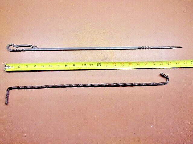 Vintage Pair of Hand Forged Tools 23 1/2" & 20 1/2" Pokers w/Unique 'Twists'