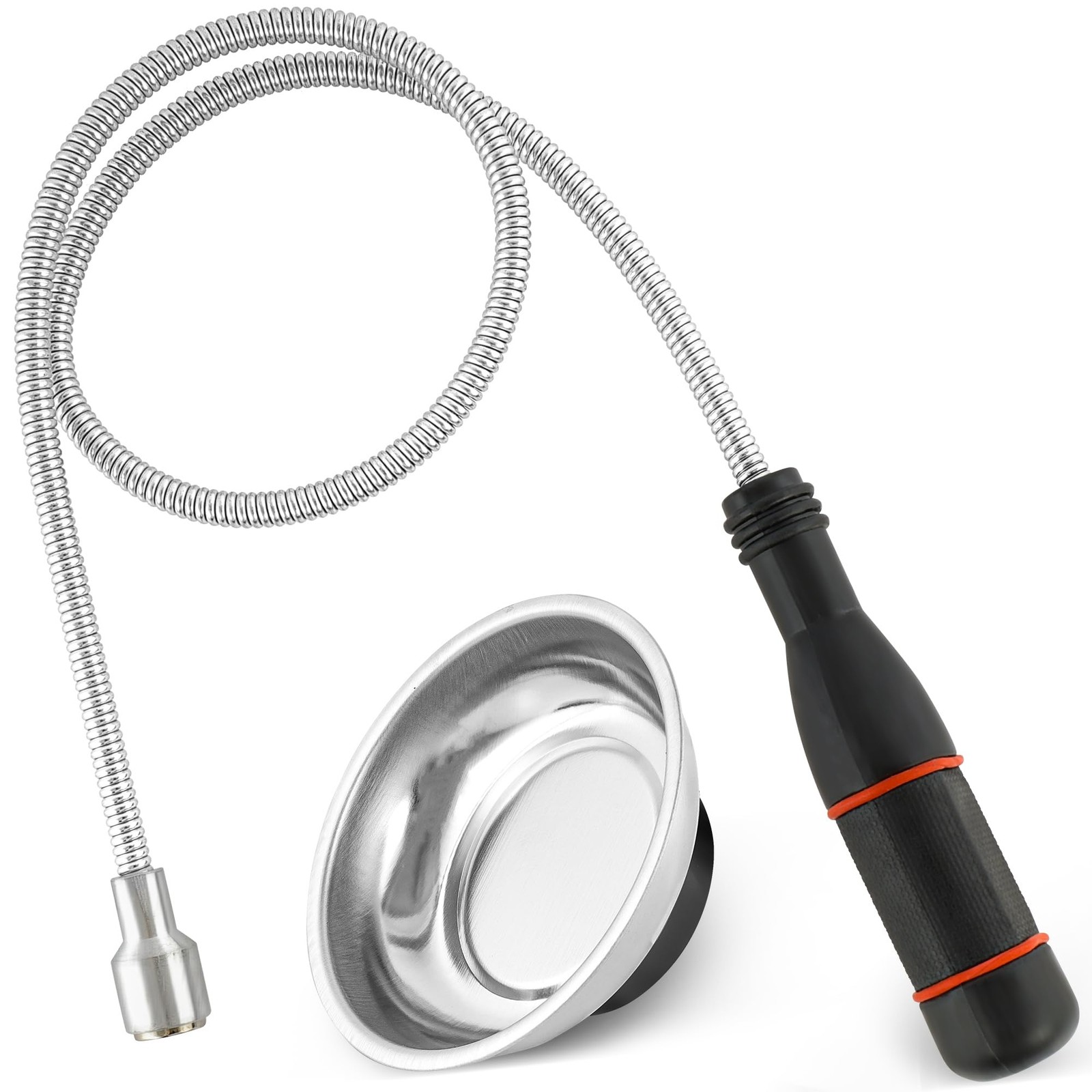 LOZAGU Flexible Magnetic Pickup Tool with Parts Tray, 5LB Silver