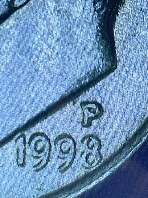 1998-P Roosevelt Dime Misaligned Die Obverse Off Center Error