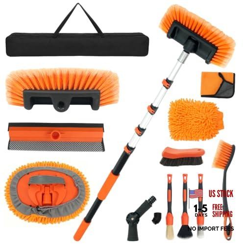 Car Wash Brush with 12 FT Telescoping Pole, Soft Bristle Car Cleaning 13 Pcs