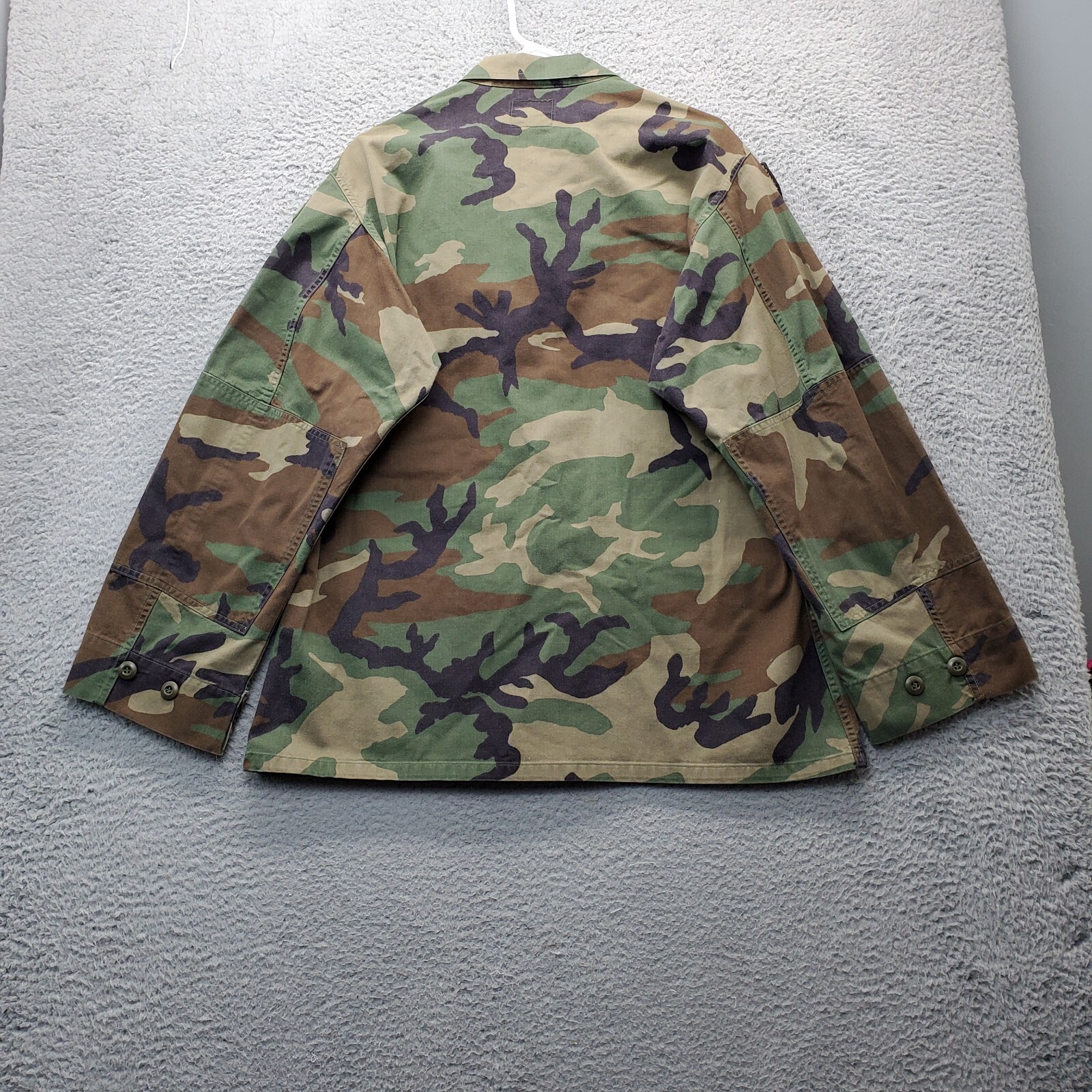 US Army Jacket Men Medium Multi Woodland Camouflage Utility Pockets Button Front