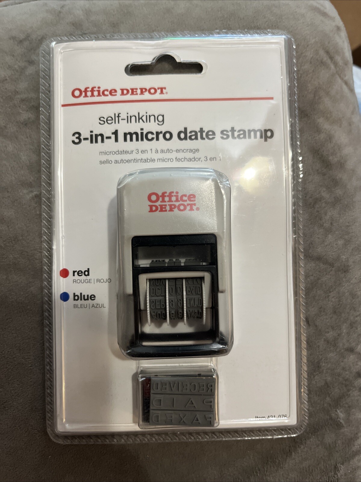 Office Depot self syncing three in one micro stamp red and blue ink