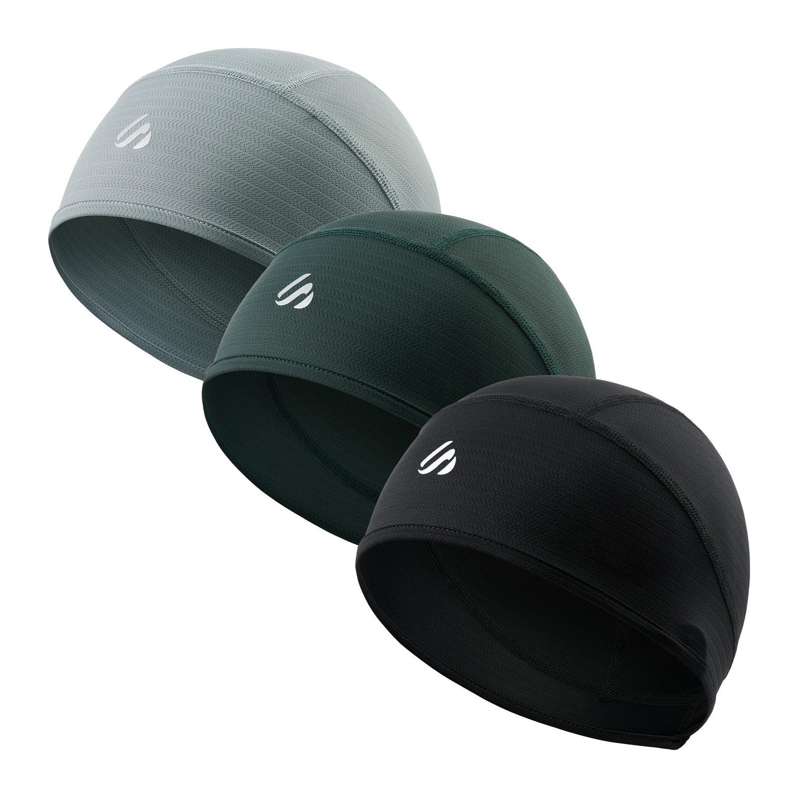SAITAG 3 Pieces Skull Cap for Men Women One Size, 3 Pieces(grey,green,black)