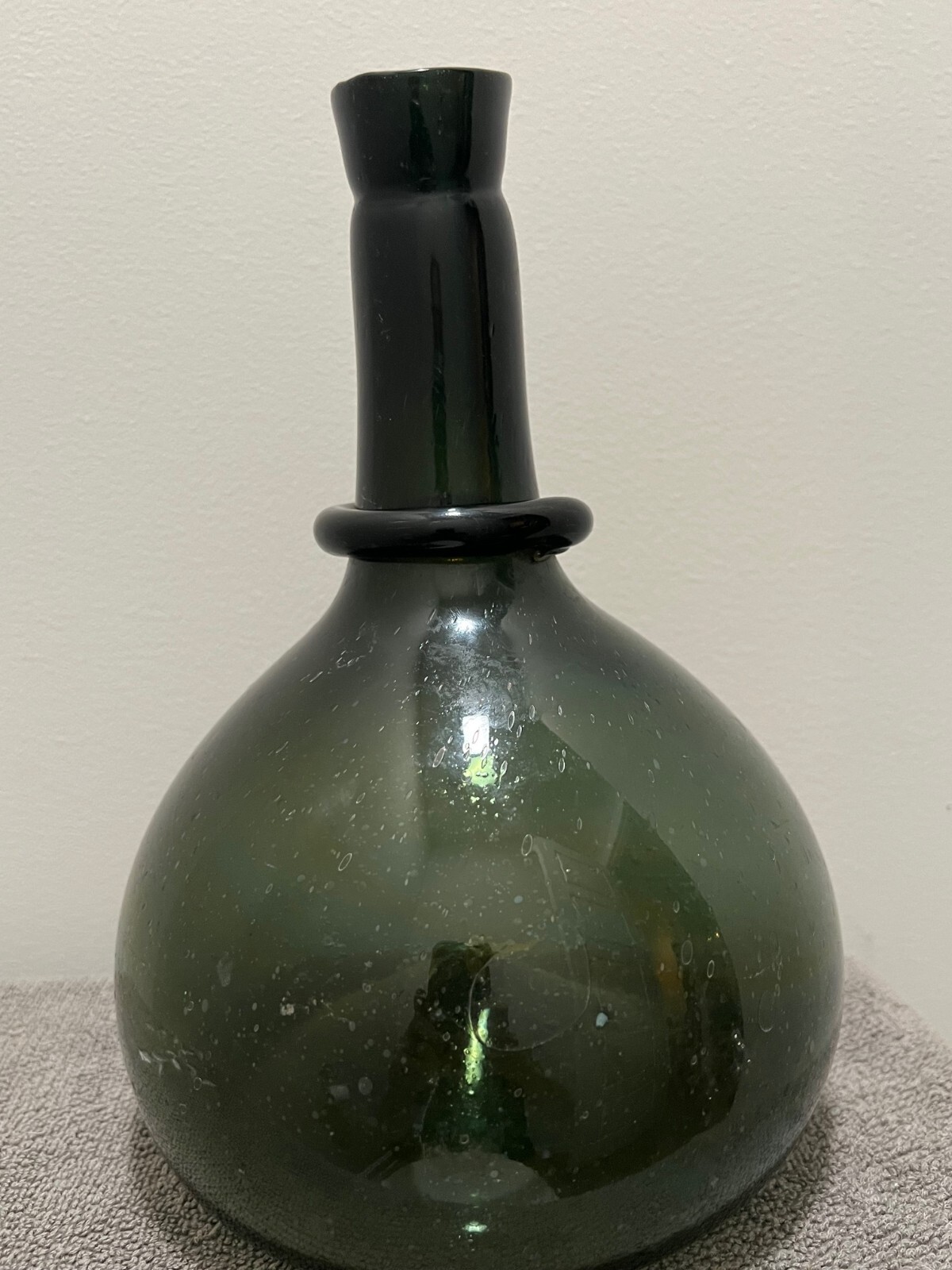 Vintage Dark Green open pontil Persian bottle good condition