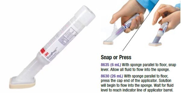 3M DURAPREP Skin Prepping Disposable Solution Applicator 6mL/26mL CASE 8630 8635