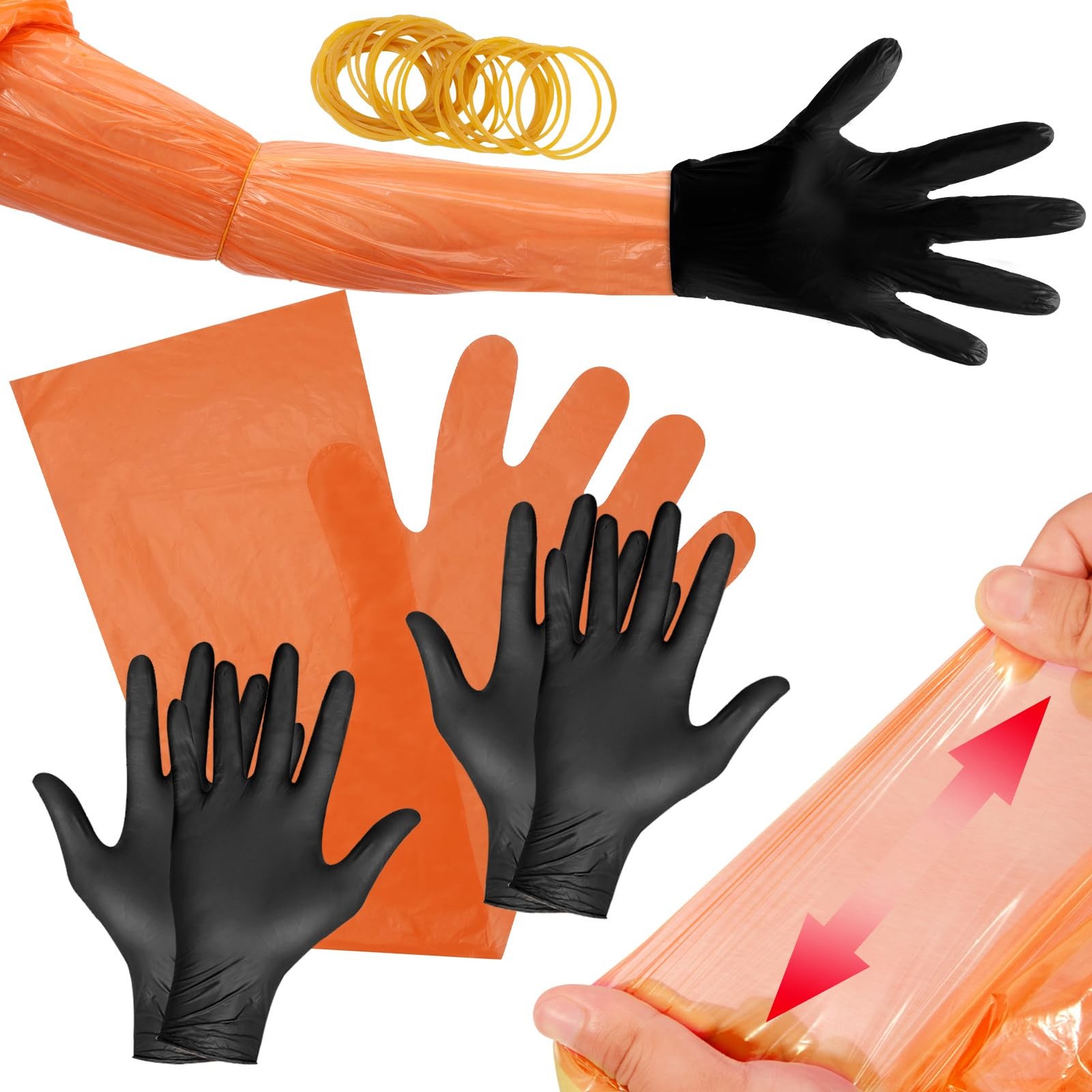 15 Pairs Disposable Field Dressing Gloves for Deer Hunting and Veterinary Use