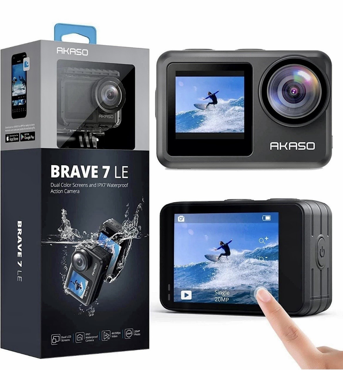 AKASO Brave 7 LE 4K30FPS 20MP Action Camera Vlog Camera EIS Underwater Camera