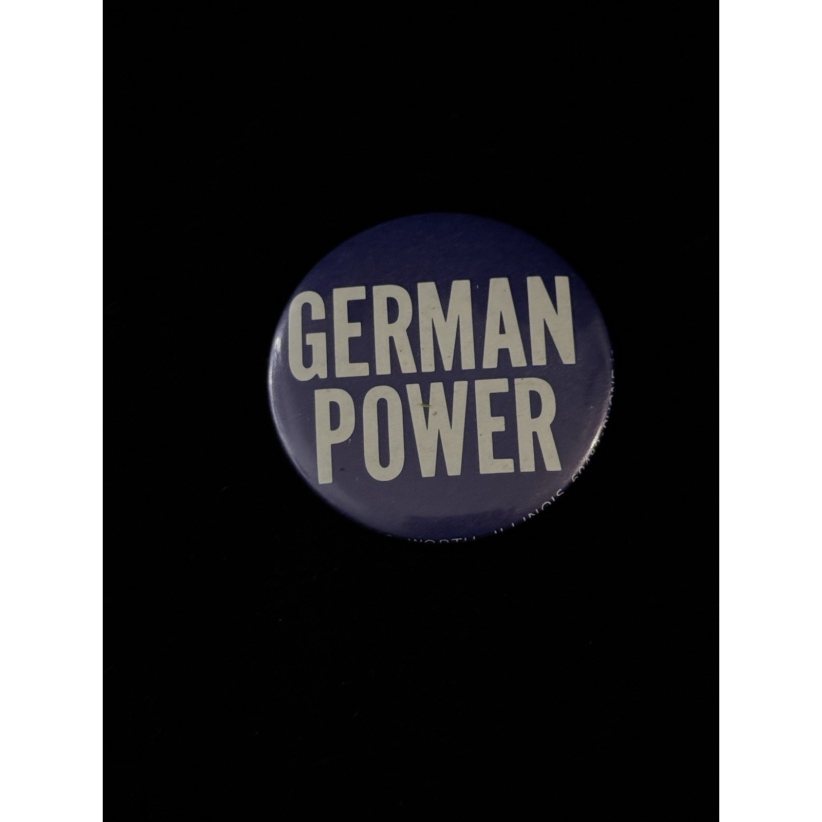Vintage German Power Button 1970s Slogan Pin Germany Nationality Retro Pinback
