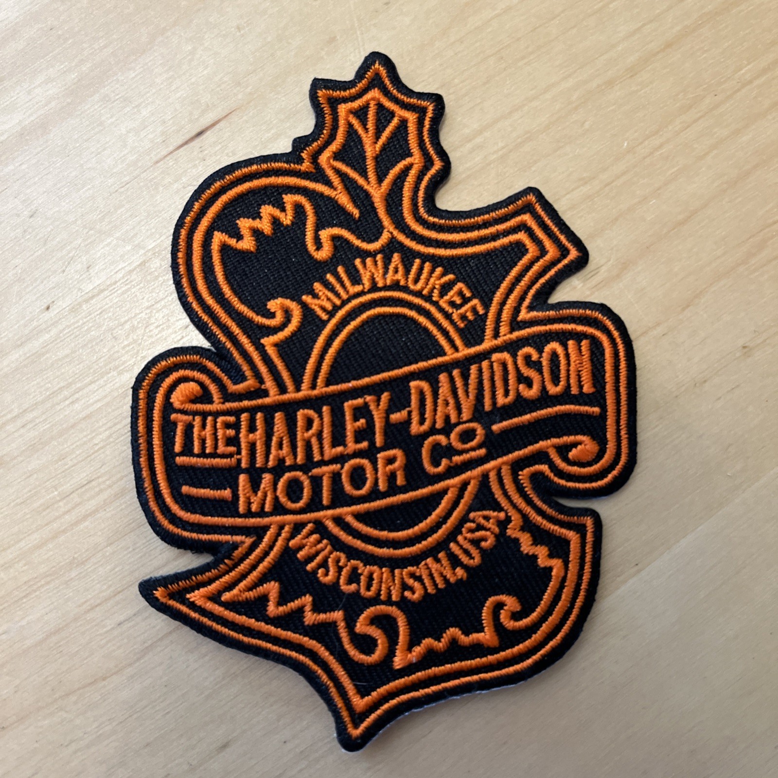Harley Davidson 4” X 3” Oak Leaf Patch HOG Motor Co Black & Orange Wisconsin NEW
