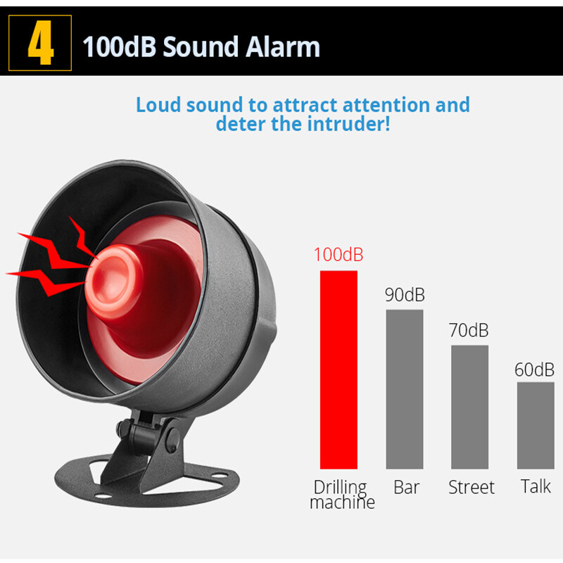 Wireless Loud Alarm Siren Burglar Horn Siren Home Alarm System Motion Detector