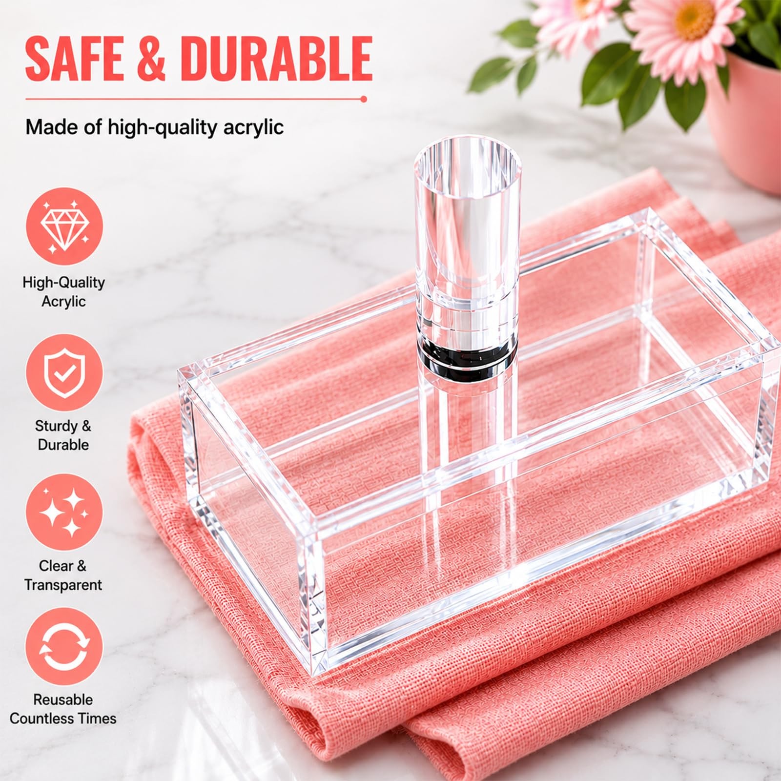 5 Pack Acrylic Musubi Mold Kit, Press Onigiri medium, White