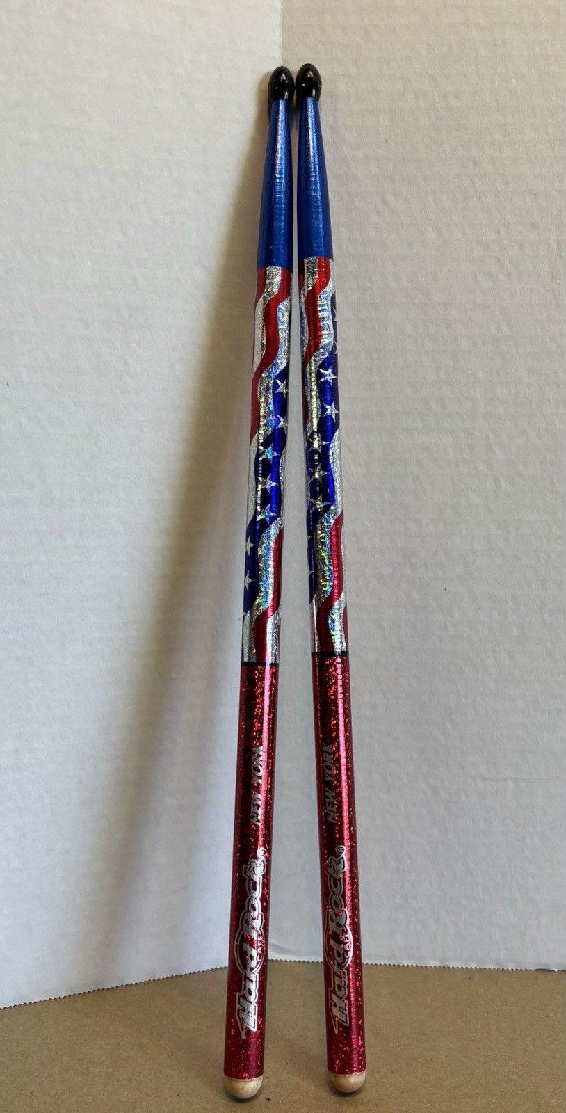 Hard Rock Cafe New York Drumsticks Natural Wood Patriotic America 16" Set of 2