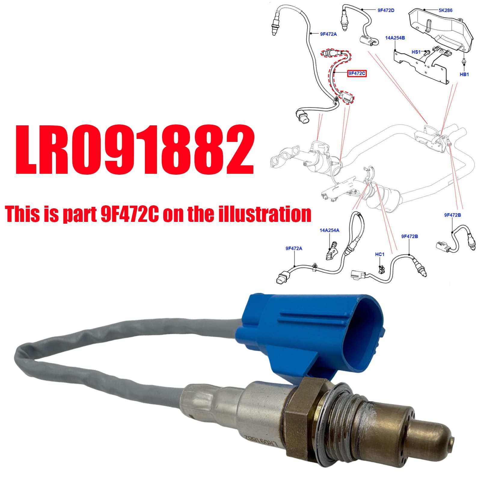 CENTER OXYGEN SENSOR FOR LAND ROVER RANGE ROVER VELAR 2018-25 LR091882 LR140063