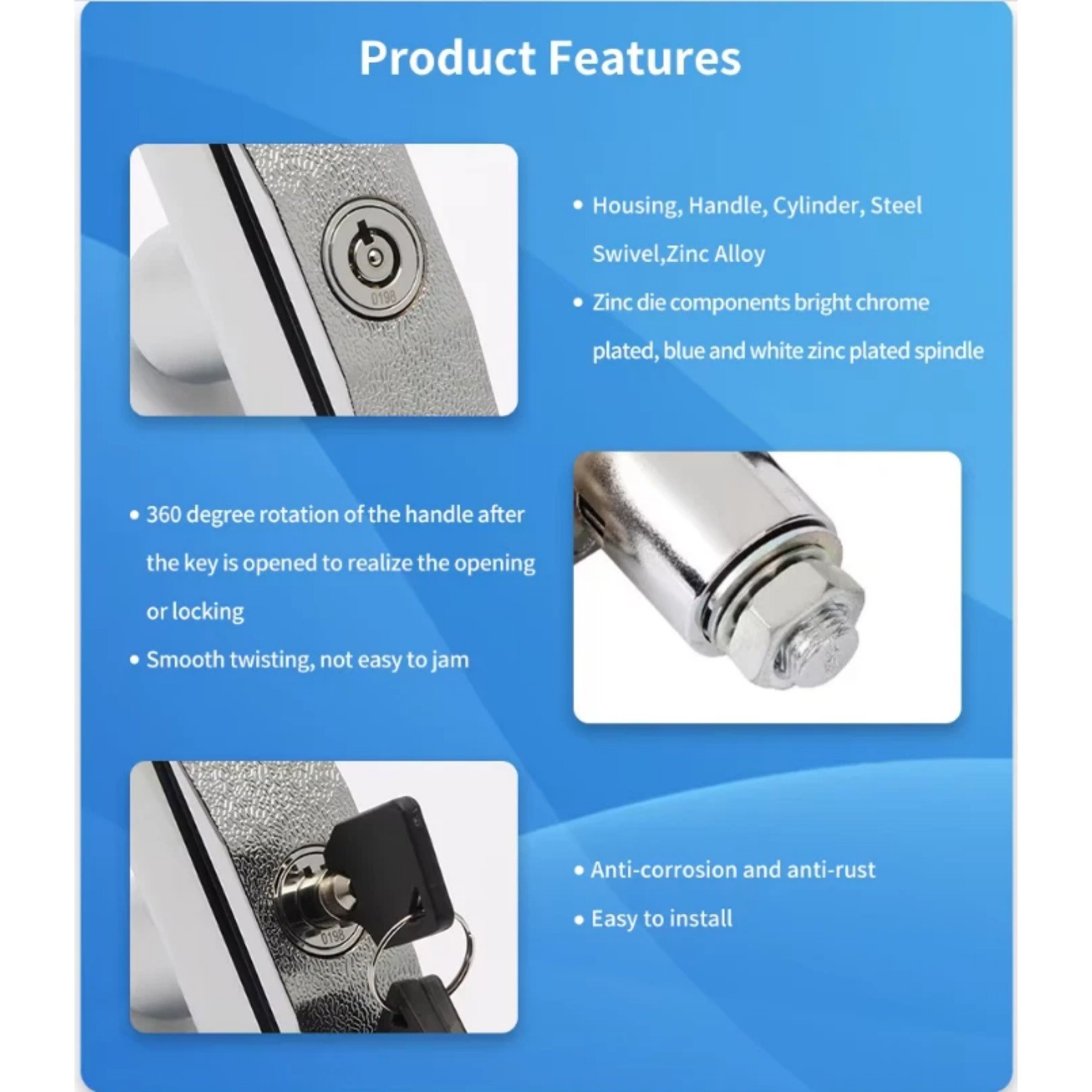 Water Vending Machine T Lock Zinc Alloy Pin Tumbler with 3 Keys Arcade Game