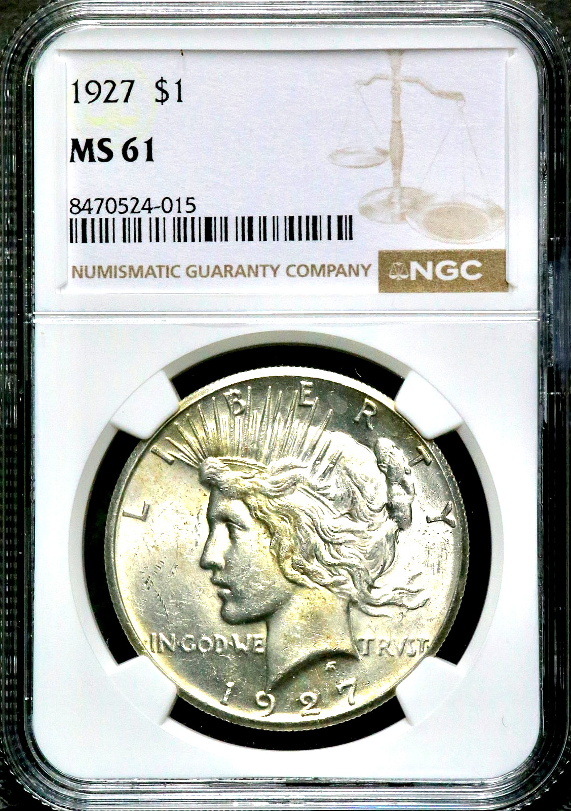 1927 Peace Silver One $1 Dollar - NGC MS 61   CC807