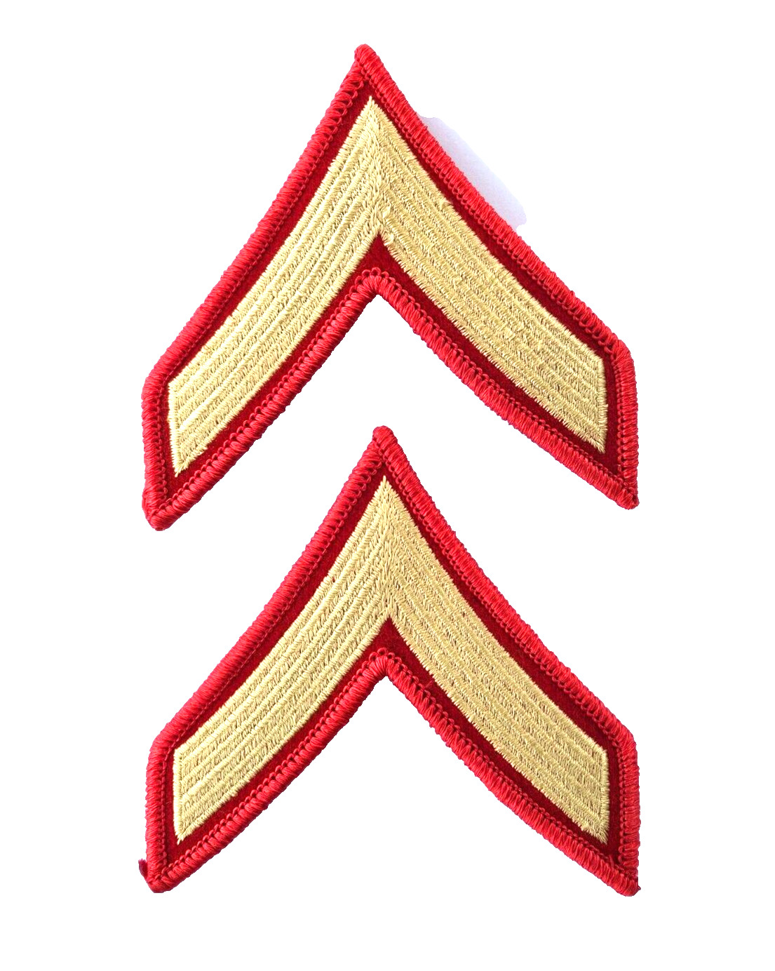 Marine Corps USMC Private First Class Gold on Red Chevron Patches