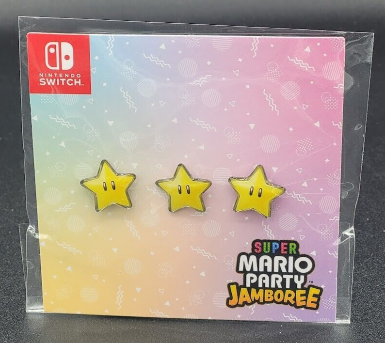 Mario Party Jamboree Promotional Pin Star Badges Sealed 3 pins Rare