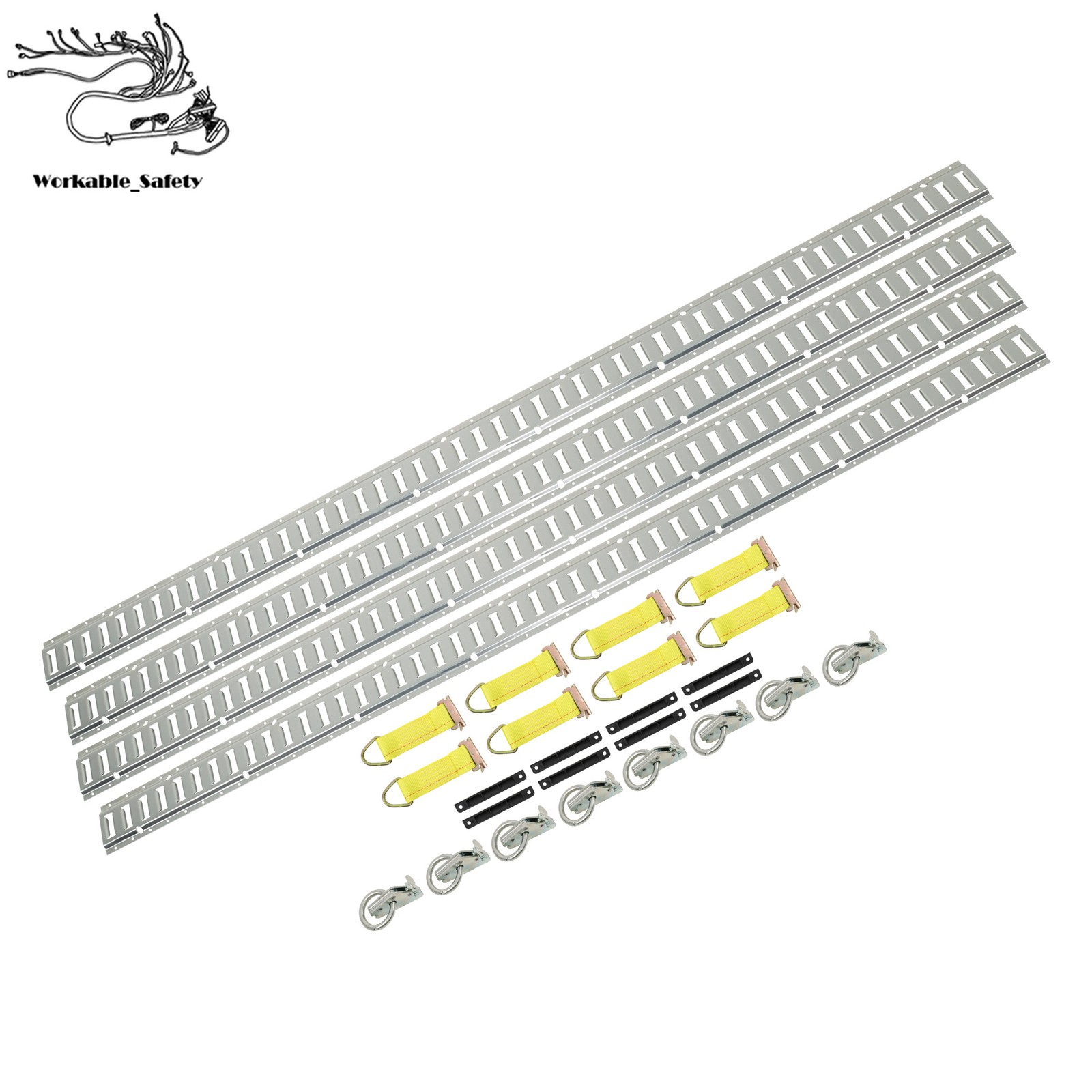 Silver 28 Pack 8 Foot E Track Rails Zinc Plated Steel For Cargo Trailer Tie Down