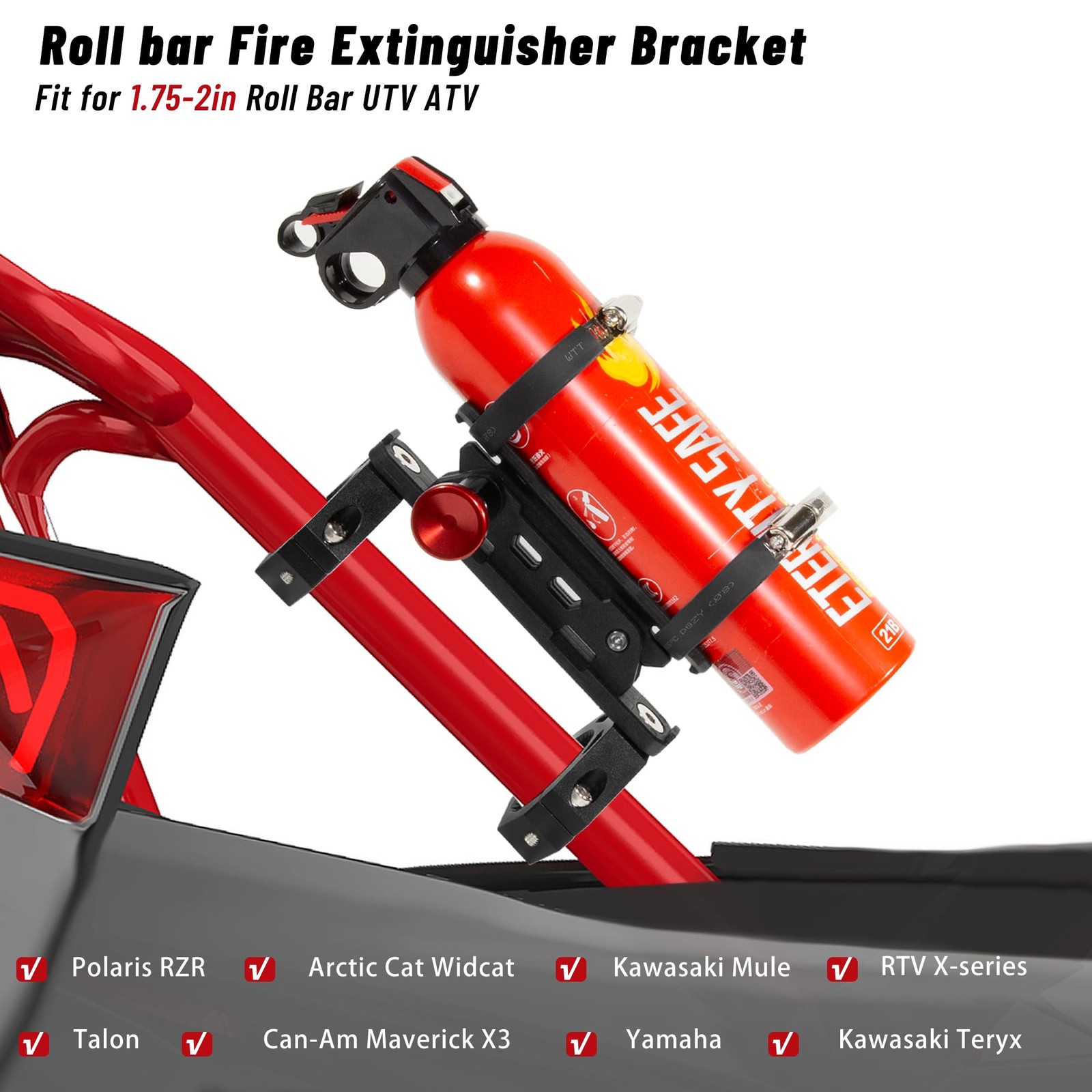 UTV Fire Extinguisher Mount Kit- Quick Release Roll Bar Fire Extinguisher Hol...