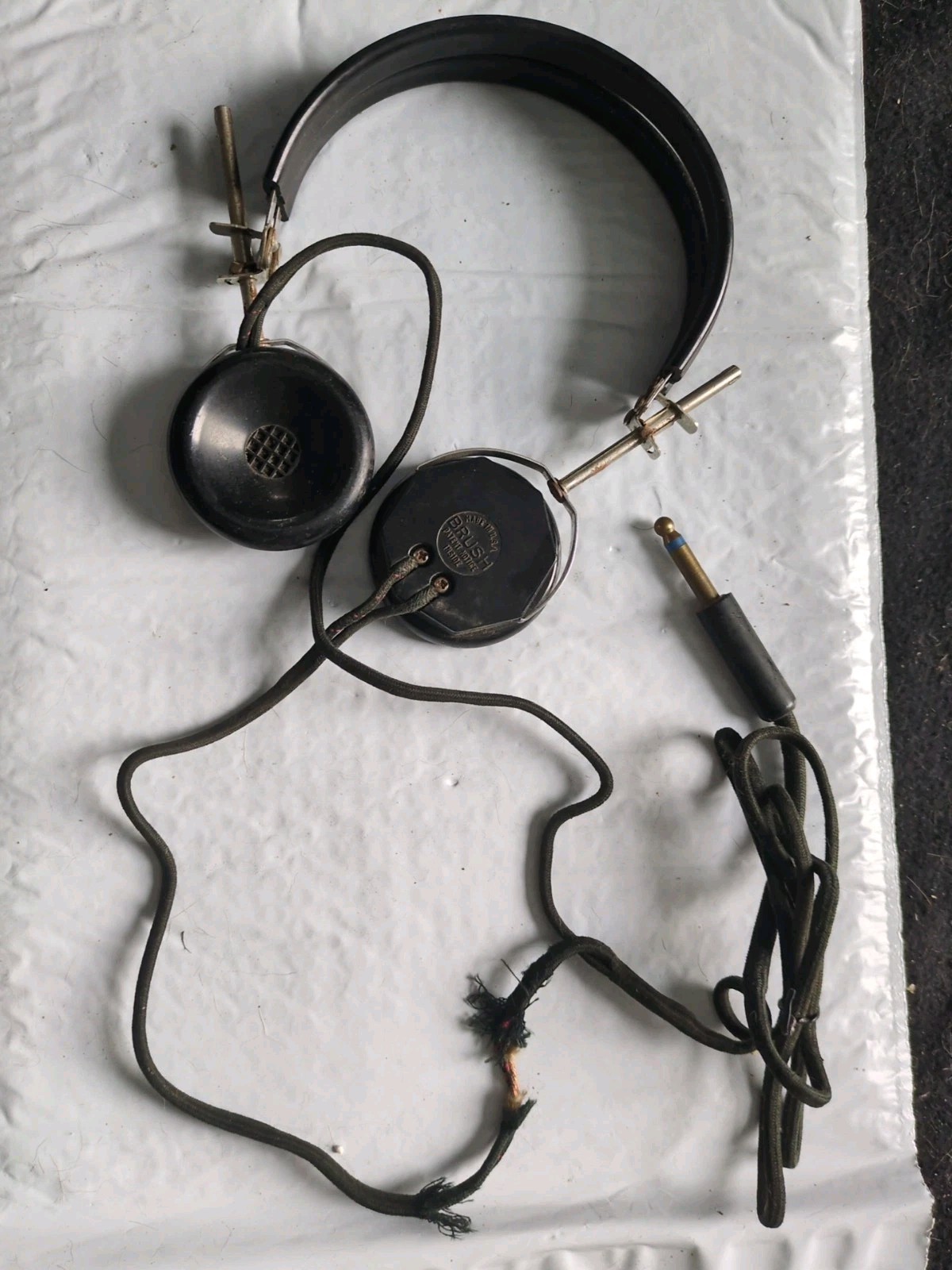 Vtg. Field Aircraft Radio Marine US Military BRUSH Headphones Untested Headset