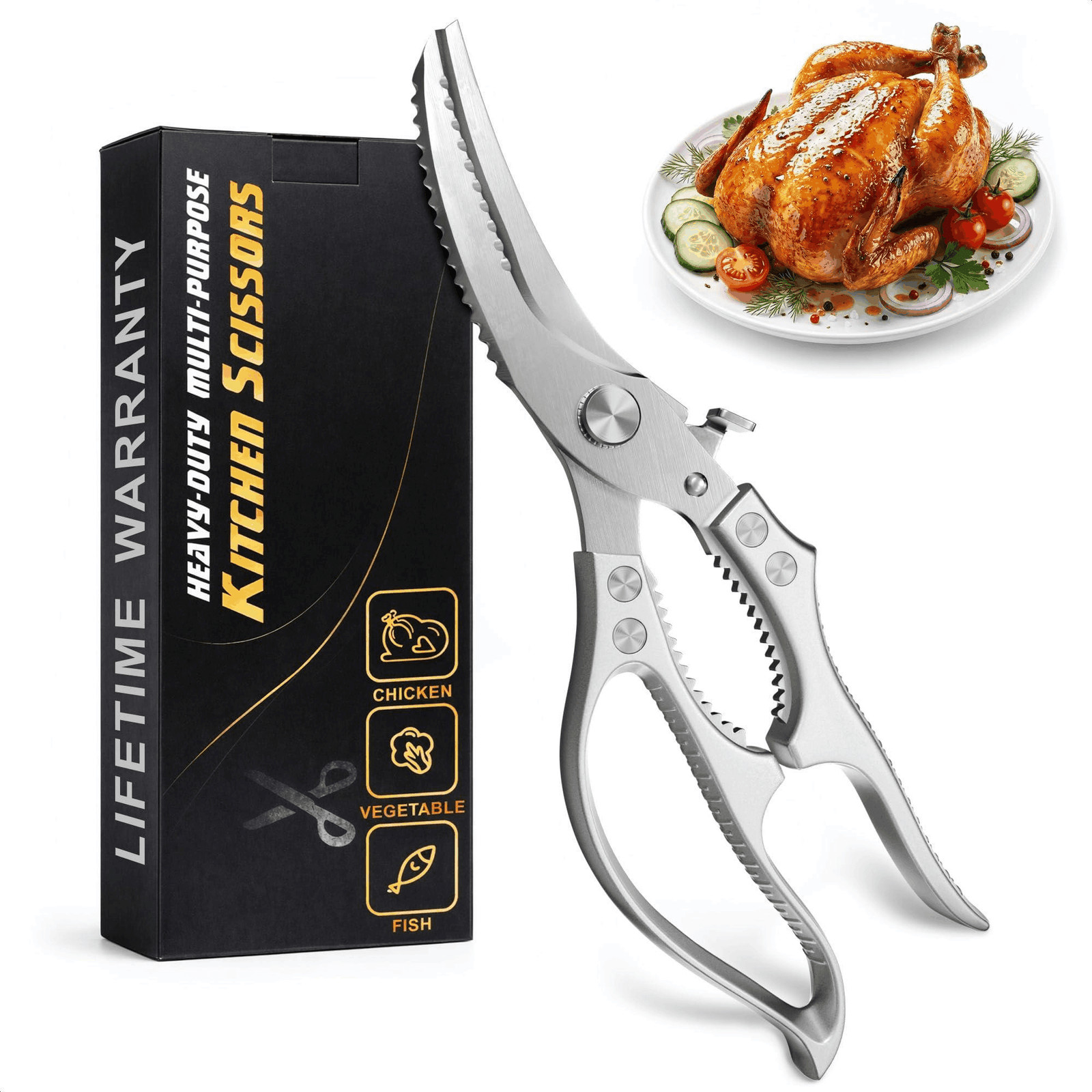 Stainless Steel Poultry Shears Heavy Duty Kitchen Shears for Food Hardened Blade