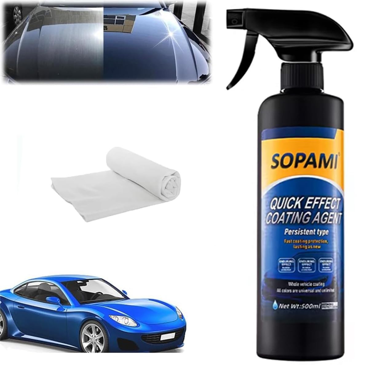 Ceramic Paint Sealant Spray - Maximum Gloss & Shine, Hydrophobic Coating for Car