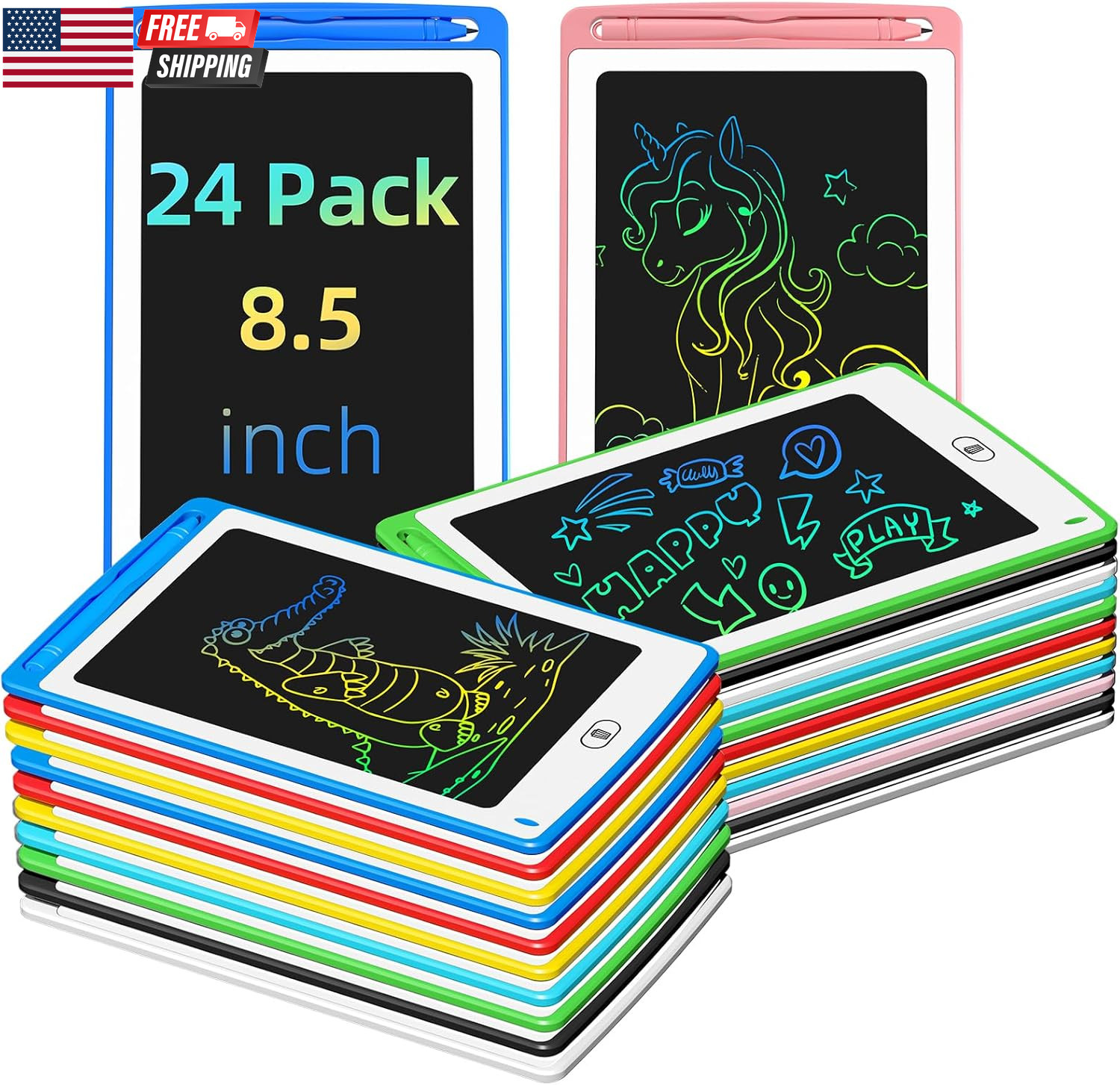 4 Pack LCD Writing Tablet for Kids, 8.5 Inch Colorful Doodle Board Drawing Table