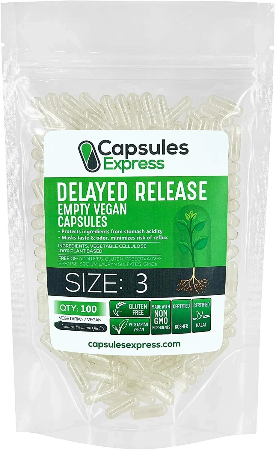 XPRS Nutra Size 3 Delayed Release Empty Vegan Capsules Pills Vegetable DIY