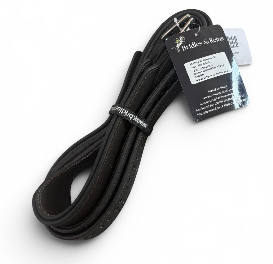 New Bridles & Reins Exion Pre-Stretched Stirrup Leathers Havana Horse Tack 120cm