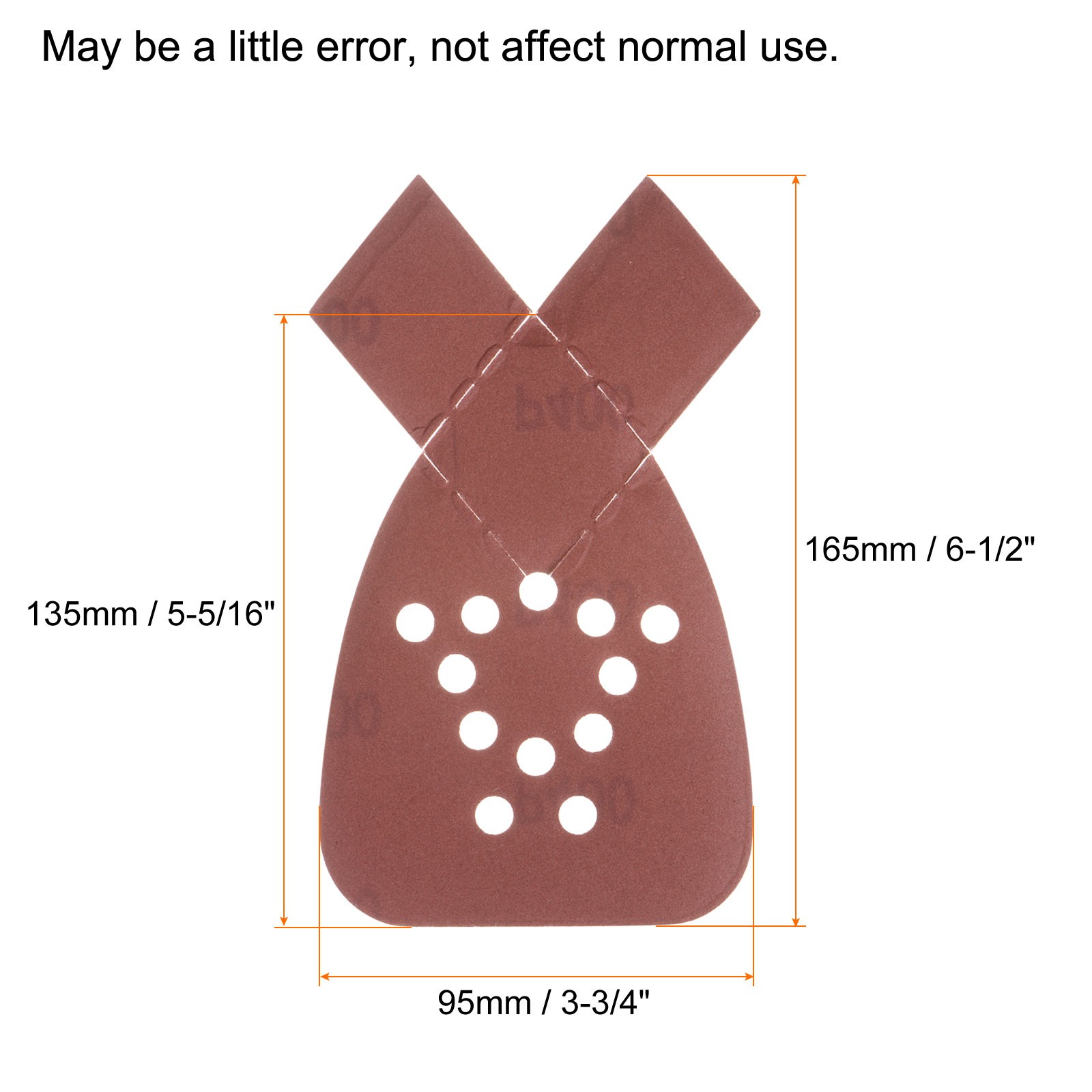 24pcs 400 Grit 12 Hole Hook Loop Sandpaper Triangular Sanding Pad with Extra Tip